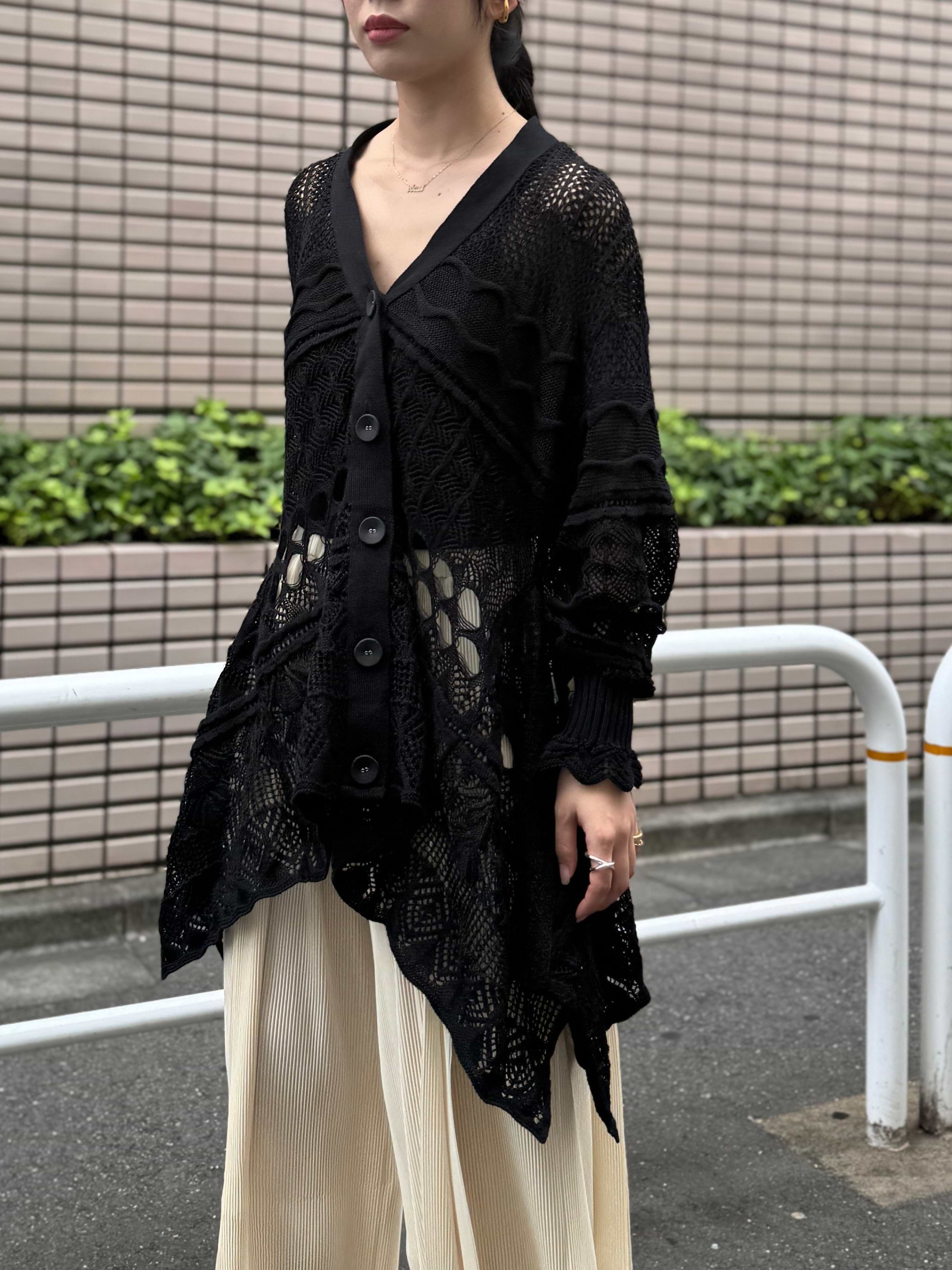 acka カーディガン ニット レース　lace knit cardigan 黒 ODAKHA】クレイジーレースニットカーディガン – ファッションスナップ