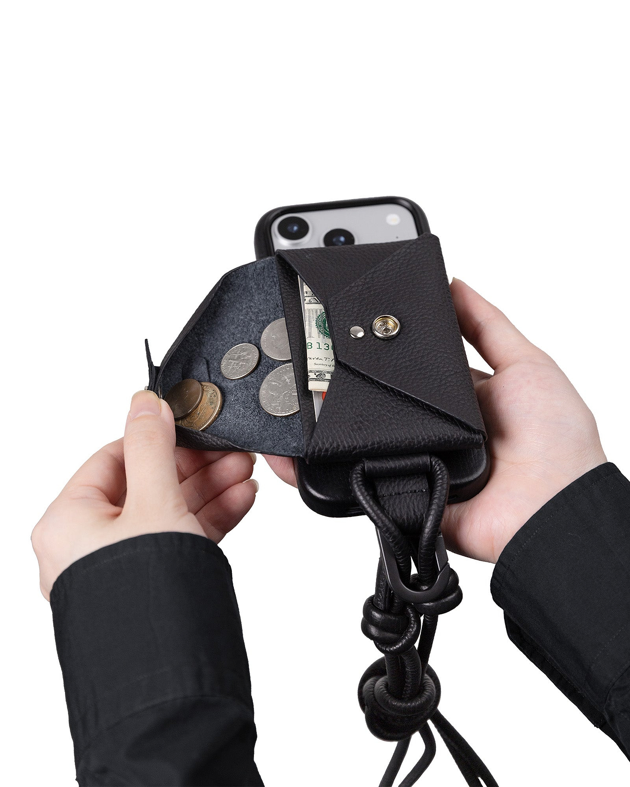 ストラップ付iPhoneアクセサリーレザーエンベロープウォレット