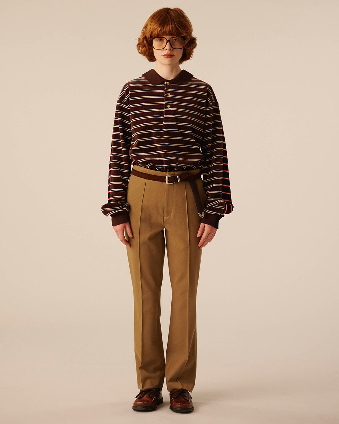 【26AW】ベルベットボーダーWポロシャツ
