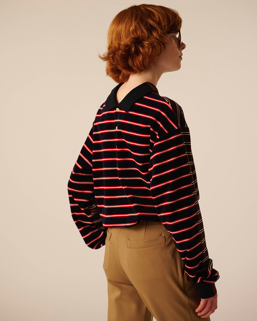 【26AW】ベルベットボーダーWポロシャツ