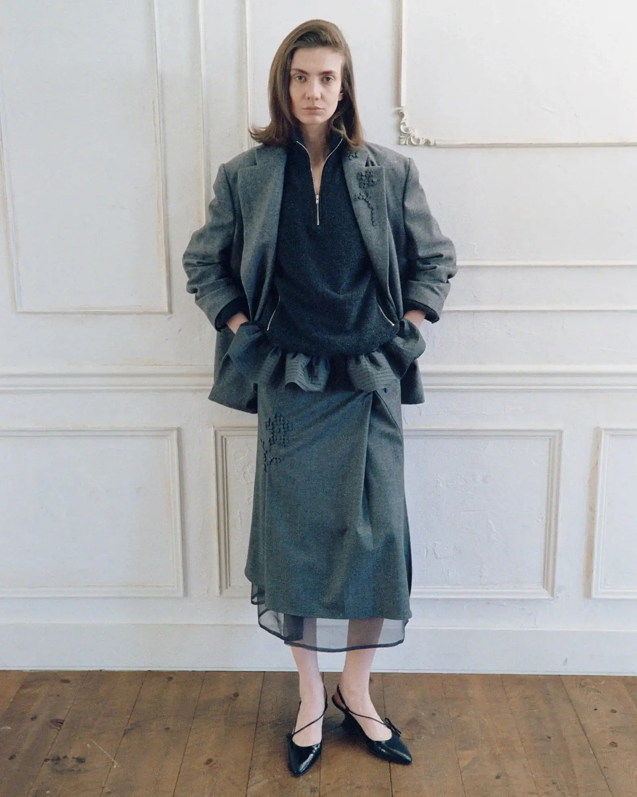 【26AW】オークヒルフリルニットトップ