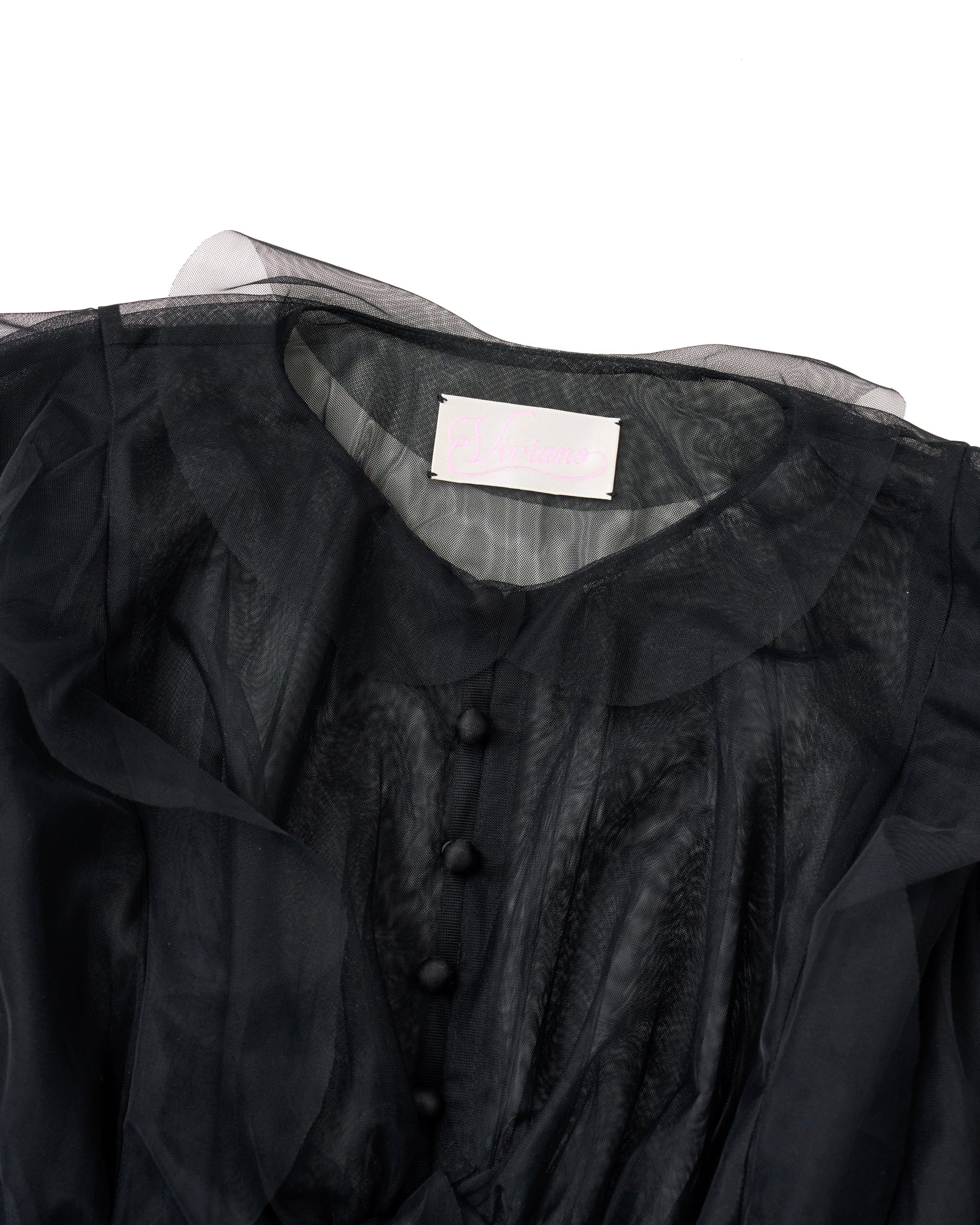 VIVIANO】チュールシュミーズ | シアー シャツ | ブラック | F/STORE