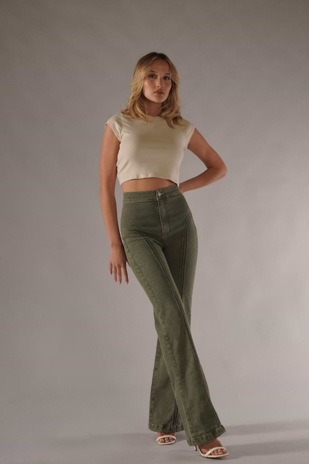 Rollergirl Flares / Green & Famous