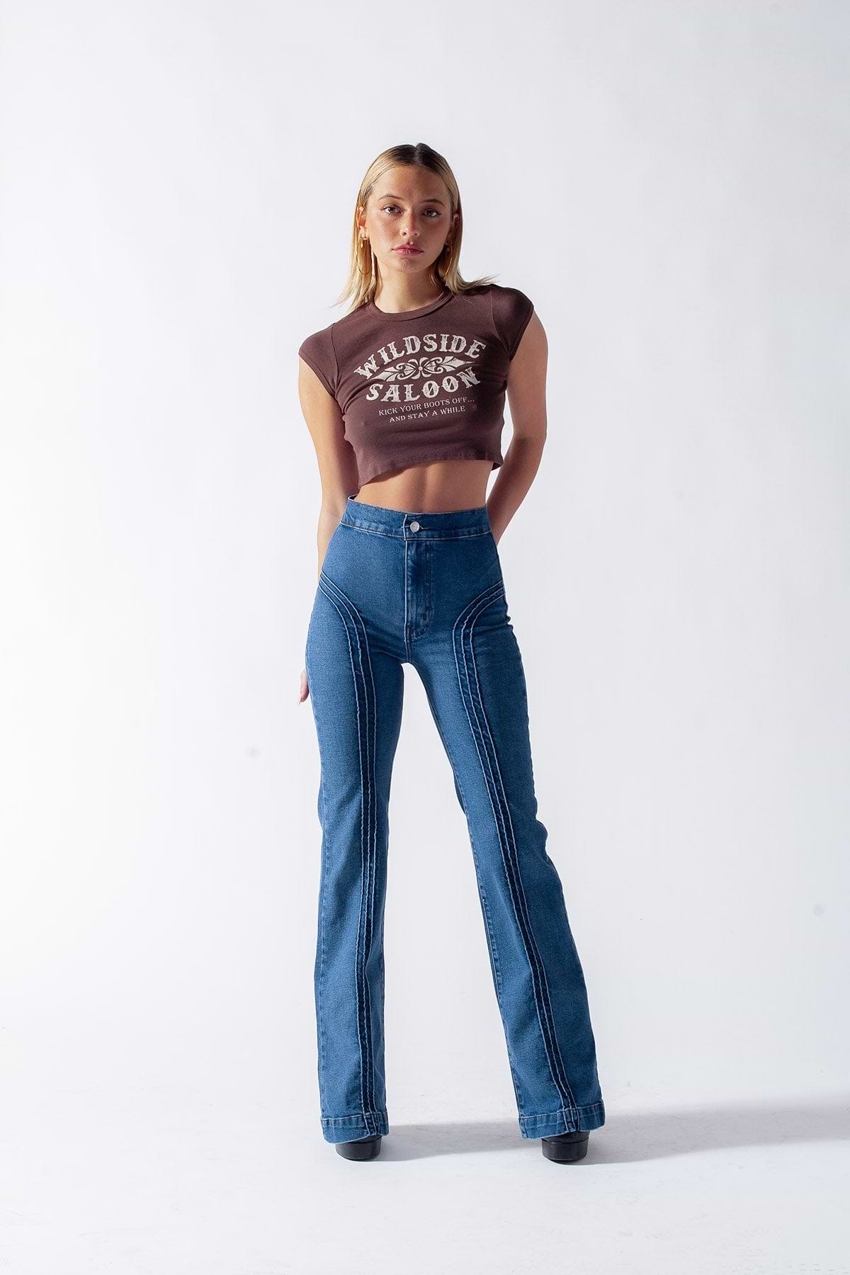 Wildside Saloon Top / Chocolate Brown