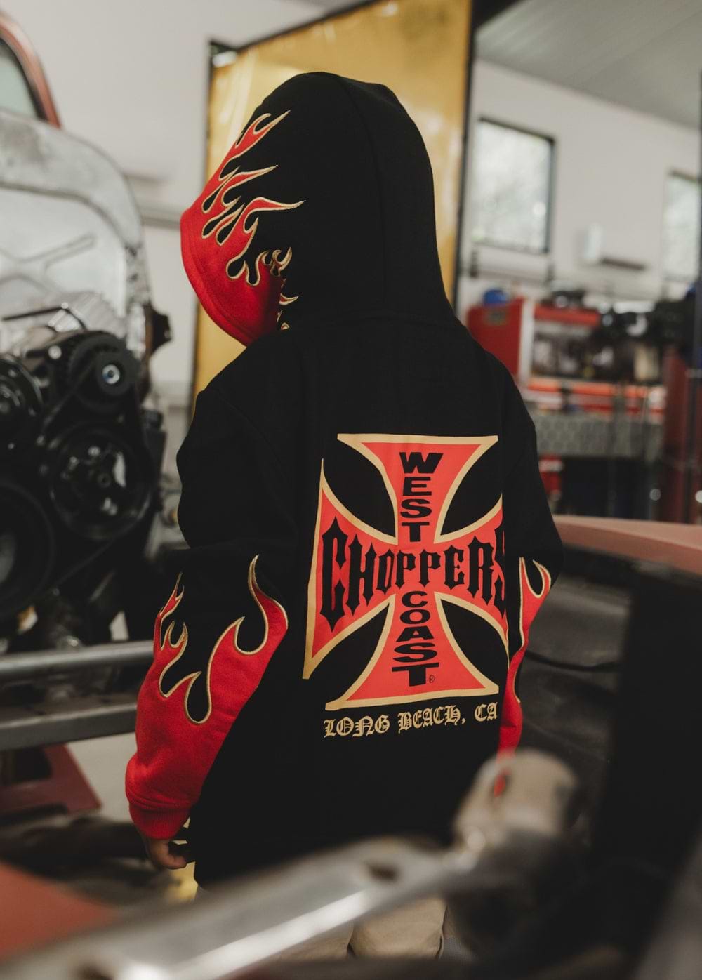 West Coast Choppers Flame Hoodie Red - Little Trouble
