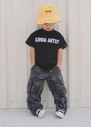 Smiley Face Baggy Jeans Black