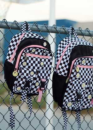 Daisy Checker Black Backpack