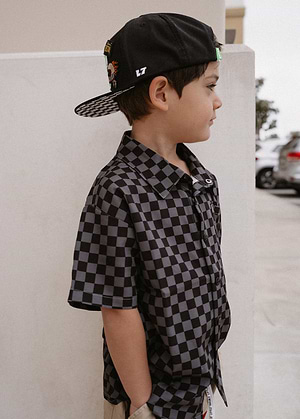 Grey Checkered Button-Up