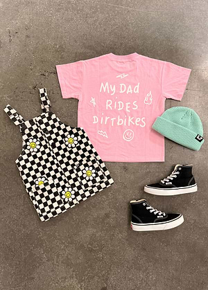 My Dad Rides Dirt Bikes T-Shirt Pink