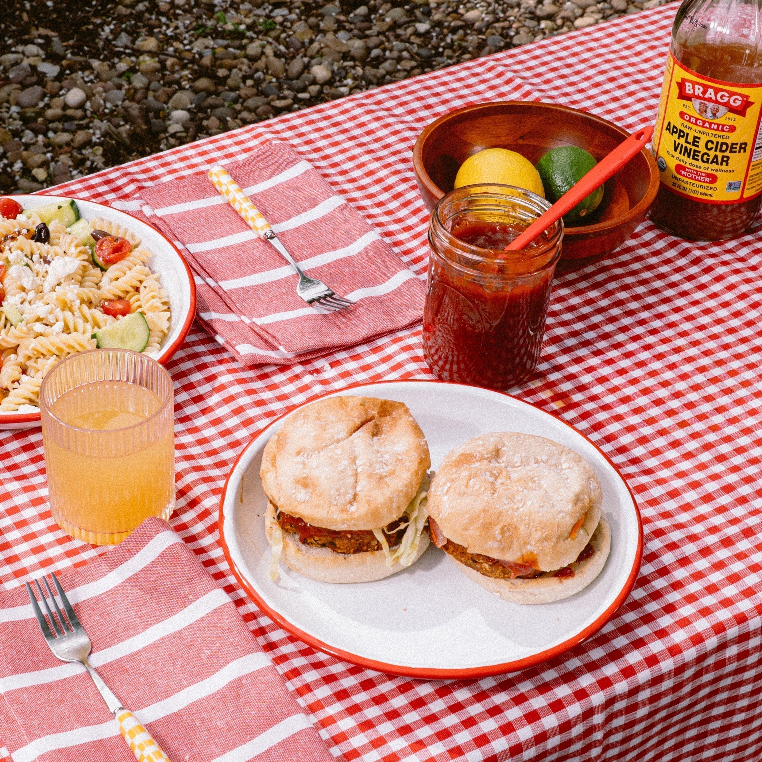Veggie Burgers with Spicy BBQ & Coleslaw