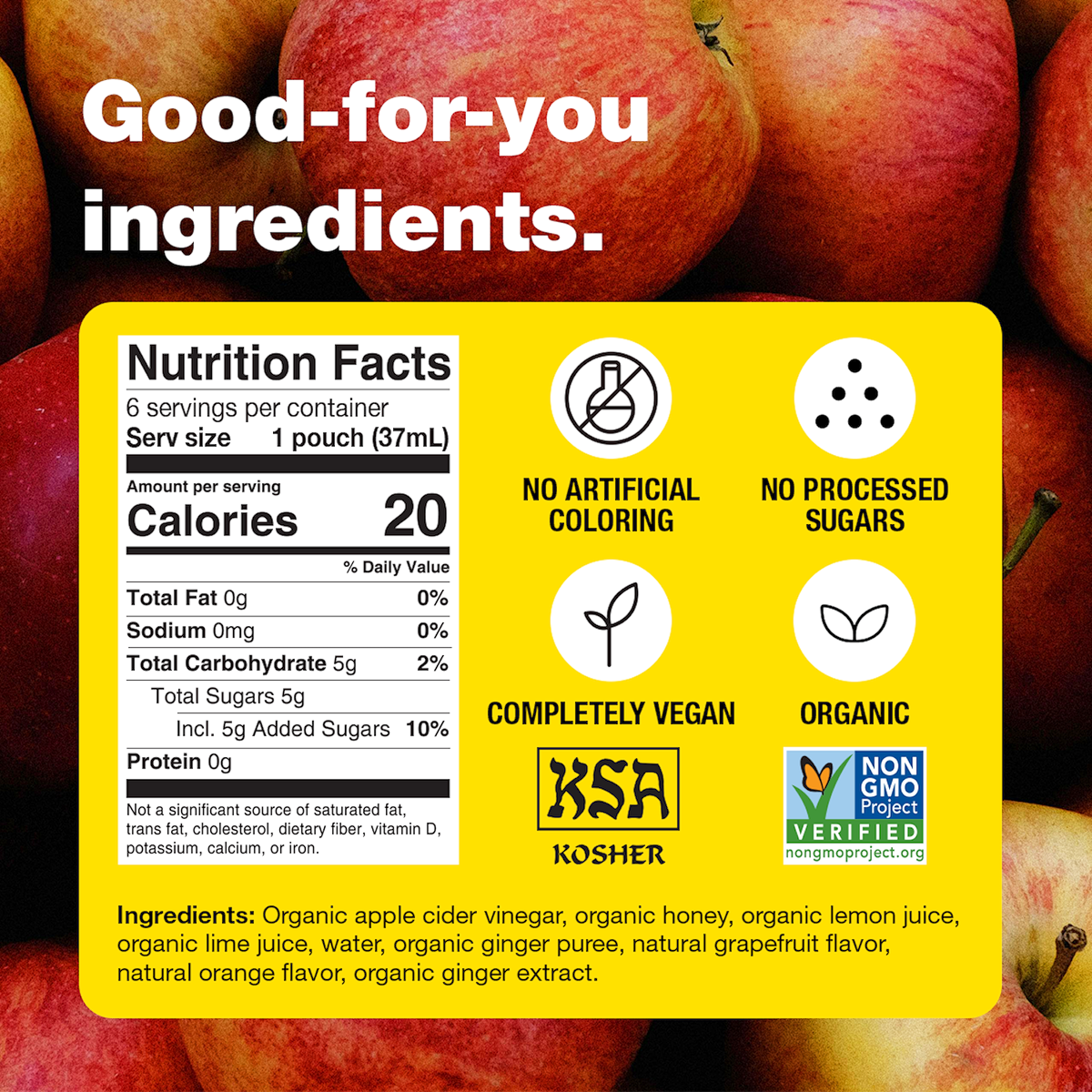 On-the-Go Organic Apple Cider Vinegar Citrus Ginger Pouches