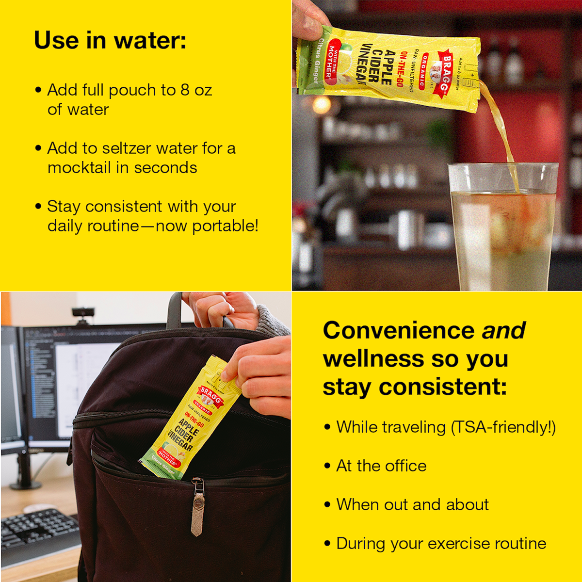 On-the-Go Organic Apple Cider Vinegar Citrus Ginger Pouches