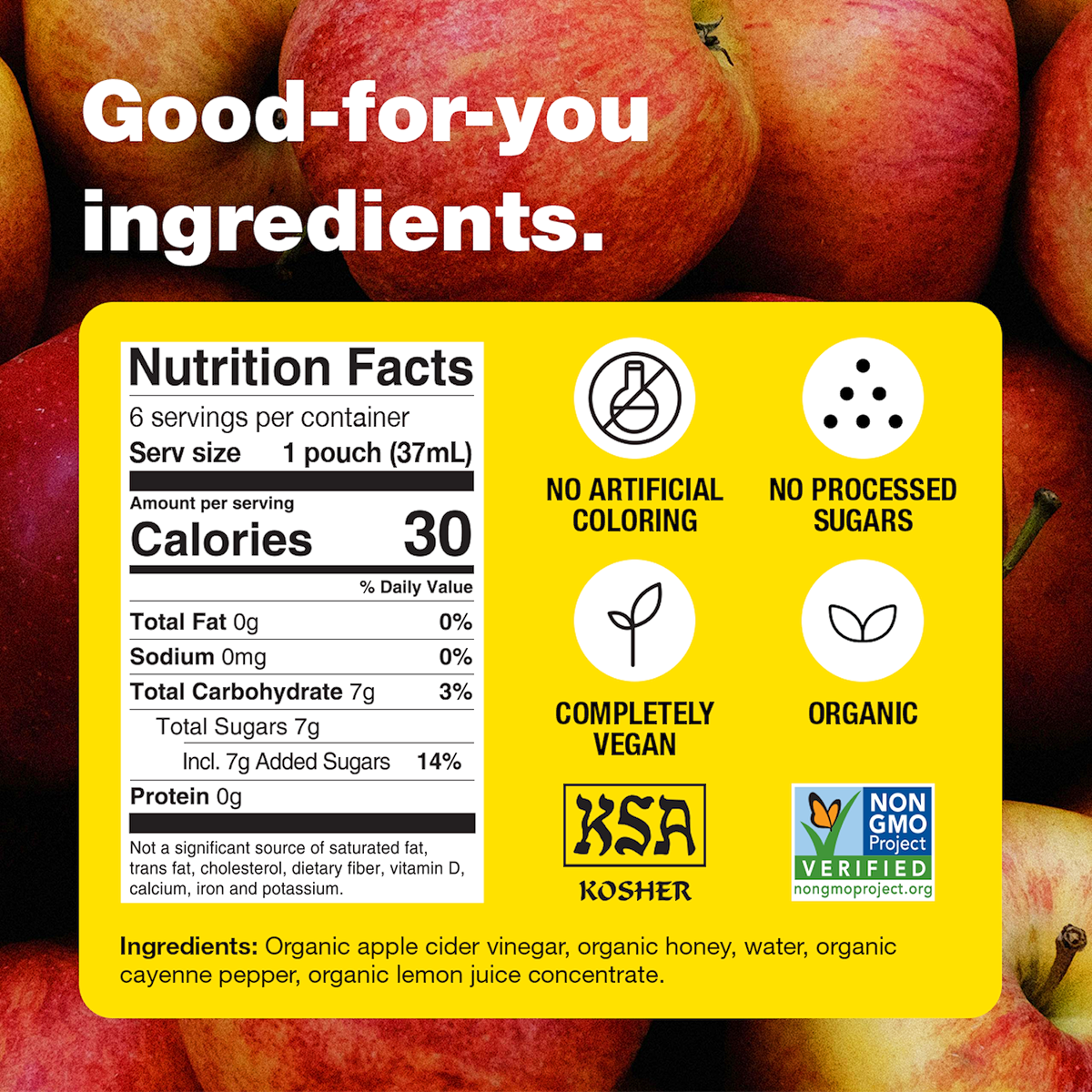 On-the-Go Organic Apple Cider Vinegar Honey Cayenne Pouches
