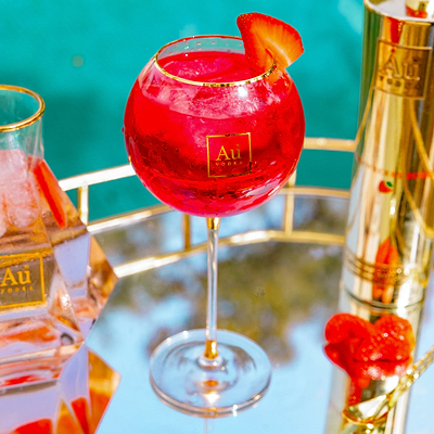 Au Gold Stem Bubble Glass