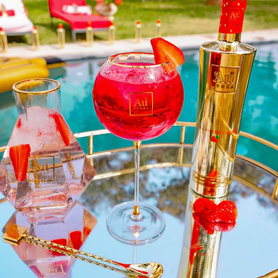 Au Gold Stem Bubble Glass