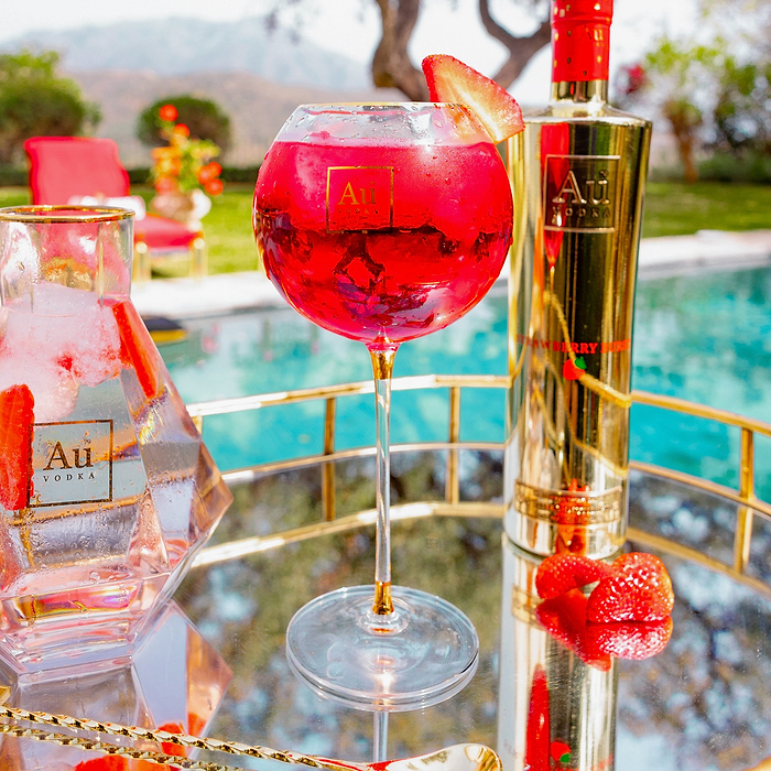 Au Gold Stem Bubble Glass