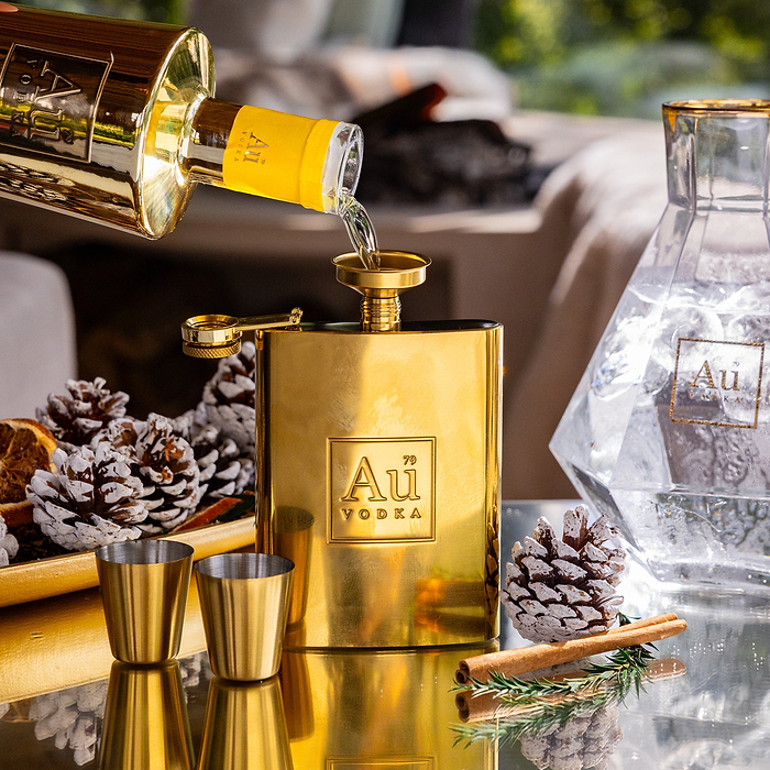Au Gold Hip Flask