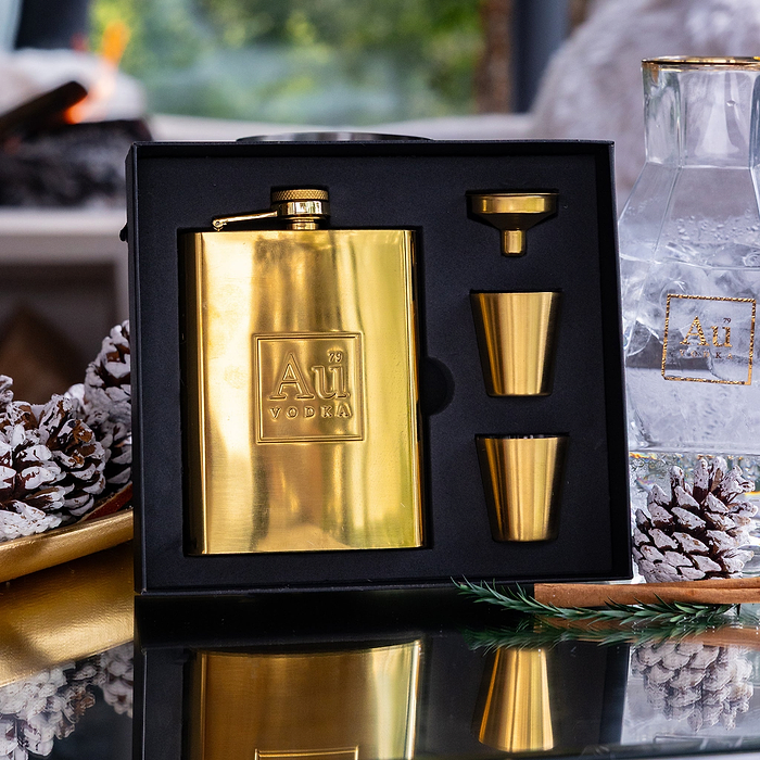 Au Gold Hip Flask