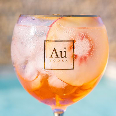 Au Peach Gold Stem Glass