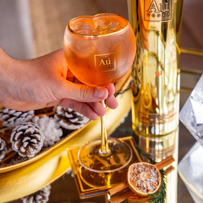 Au Peach Gold Stem Glass