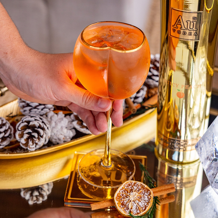 Au Peach Gold Stem Glass