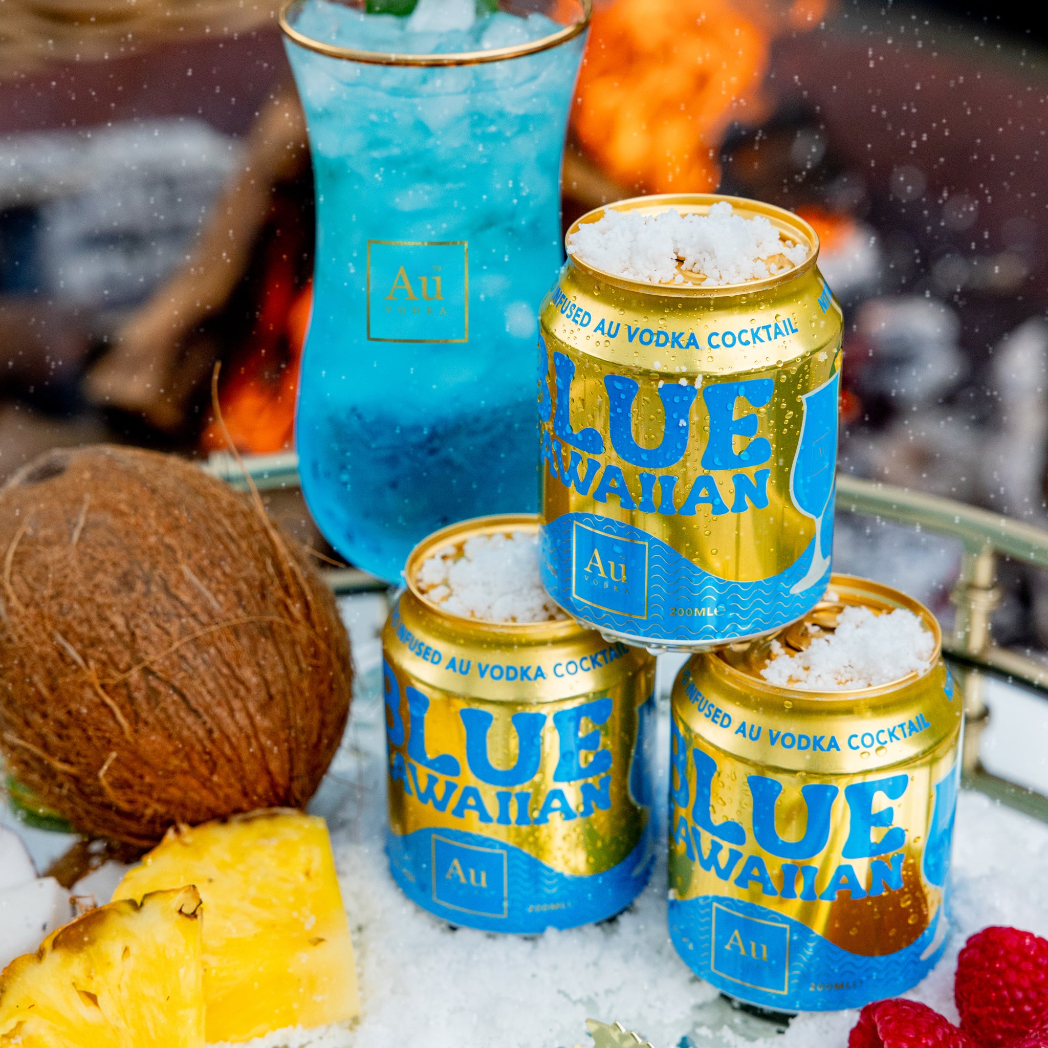 Blue Hawaiian Vodka Cocktail Cans - Au Vodka