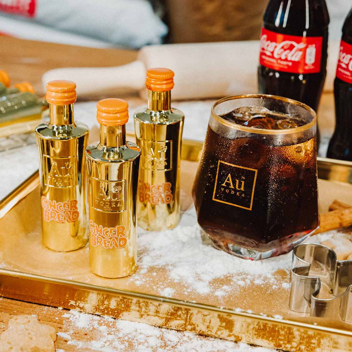 Au Vodka Gingerbread 5cl & Diamond Cut Glass