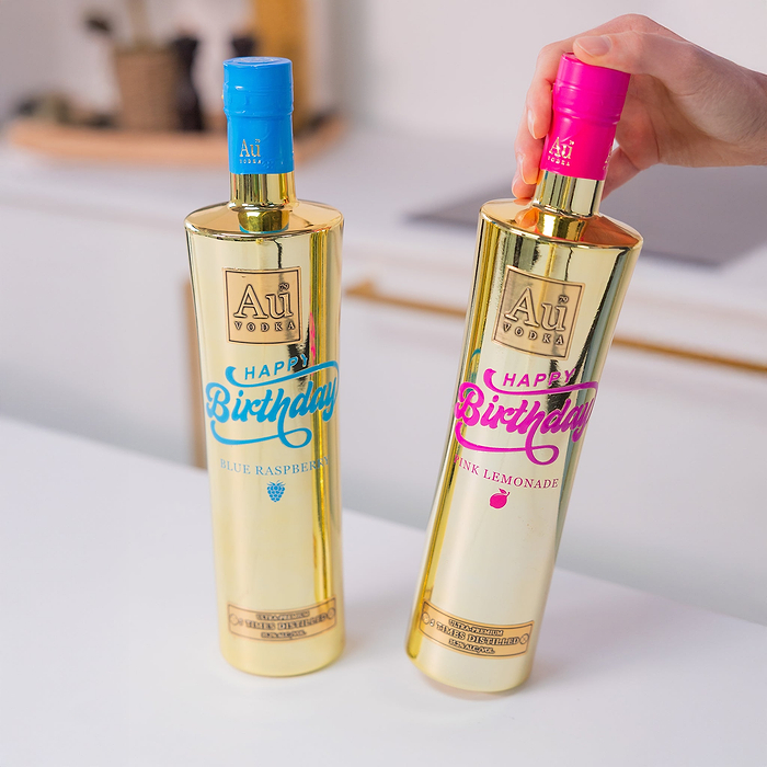 Au Vodka Happy Birthday Print Bottle