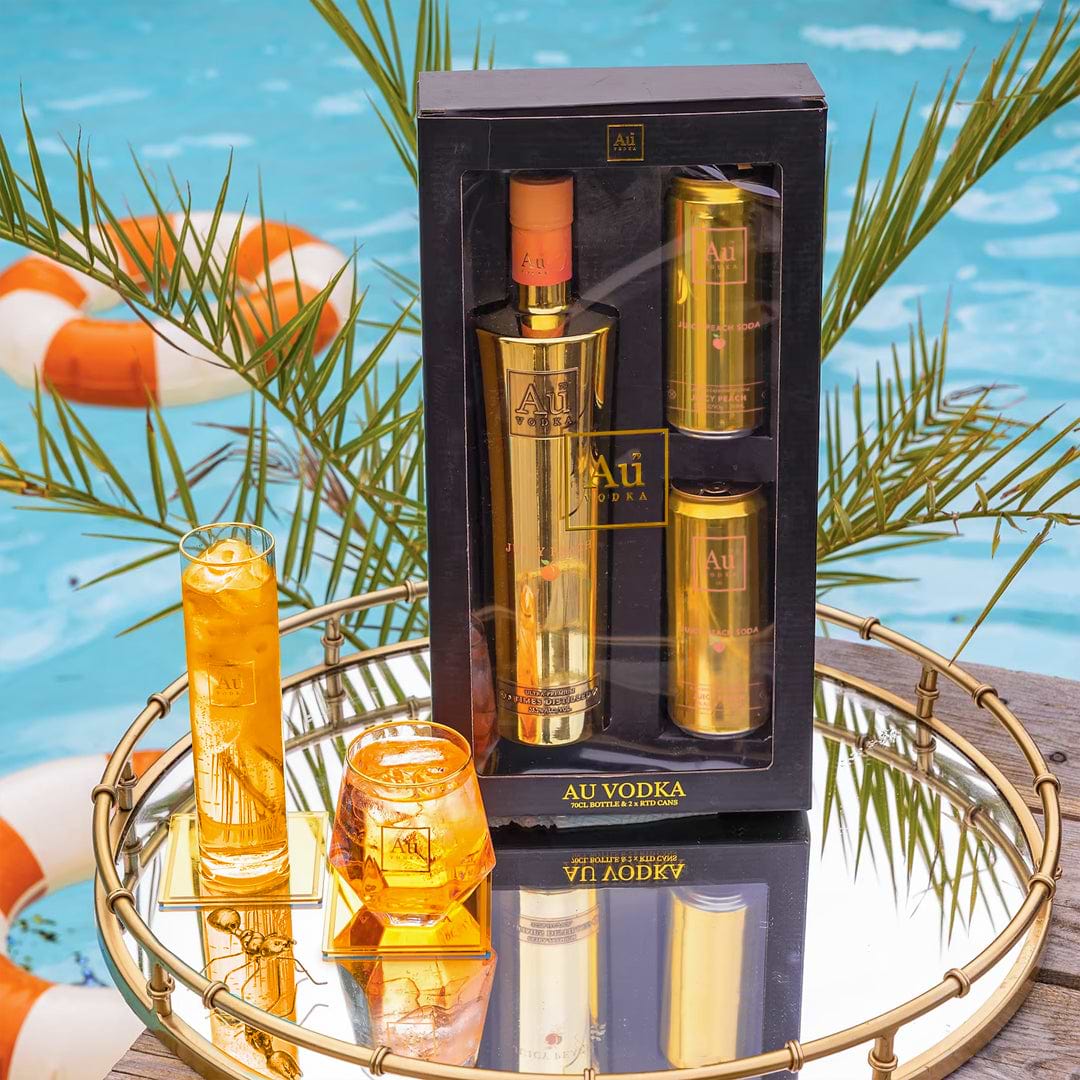 Au Vodka Juicy Peach Signature Bottle & Cans Gift Set