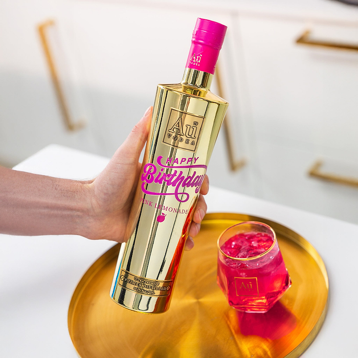Au Vodka Happy Birthday Print Bottle