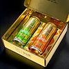 Au Vodka Tango Apple and Orange cans in a gold gift box