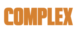 Complex brand logo in orange text