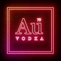 Au Vodka logo in neon pink and orange
