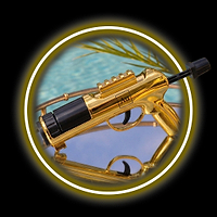 Gold water gun with Au symbol on side