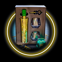 Au Vodka Green Watermelon gift set with two glasses and a gold pourer