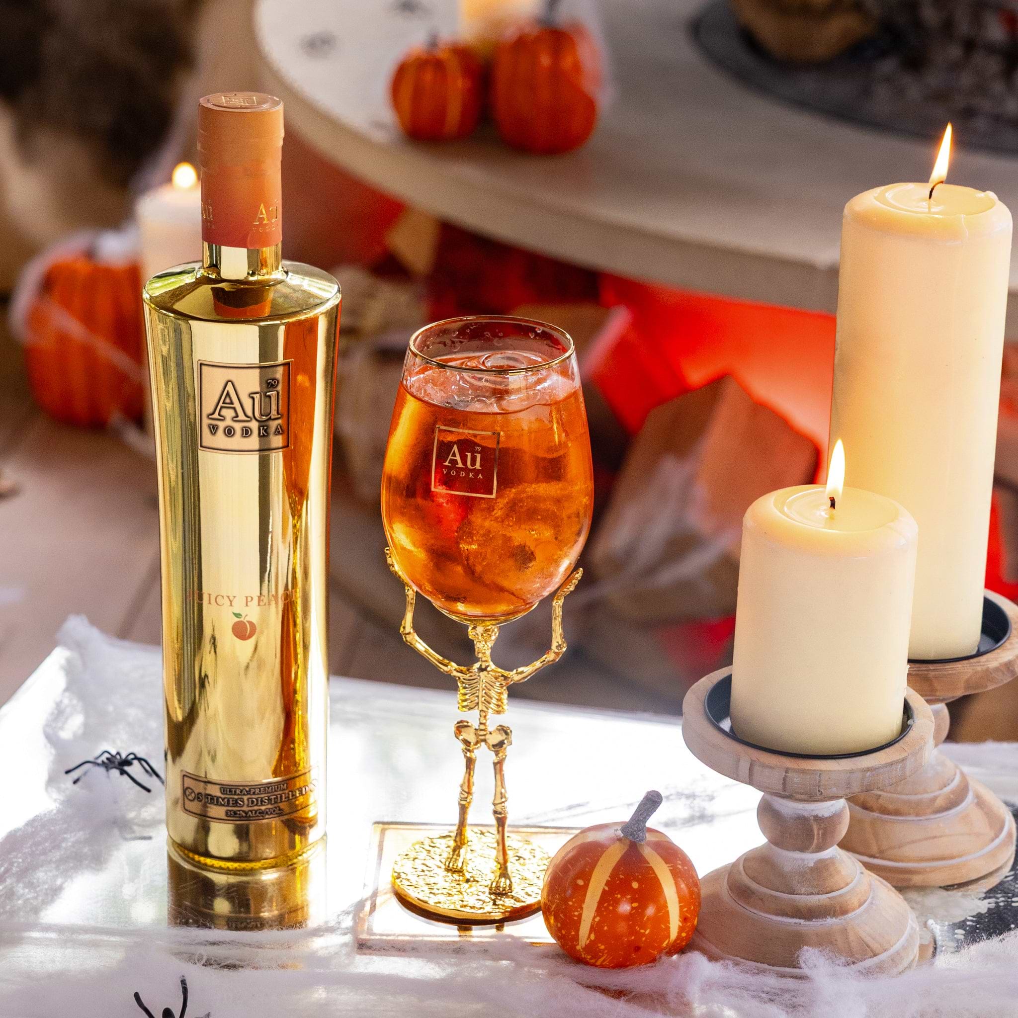 70cl Bottle & Skeleton Glass Bundle - Au Vodka