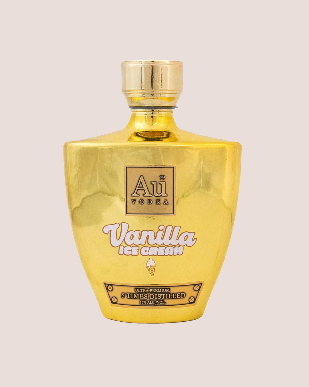 Au Vodka Vanilla Ice Cream bottle in gold finish