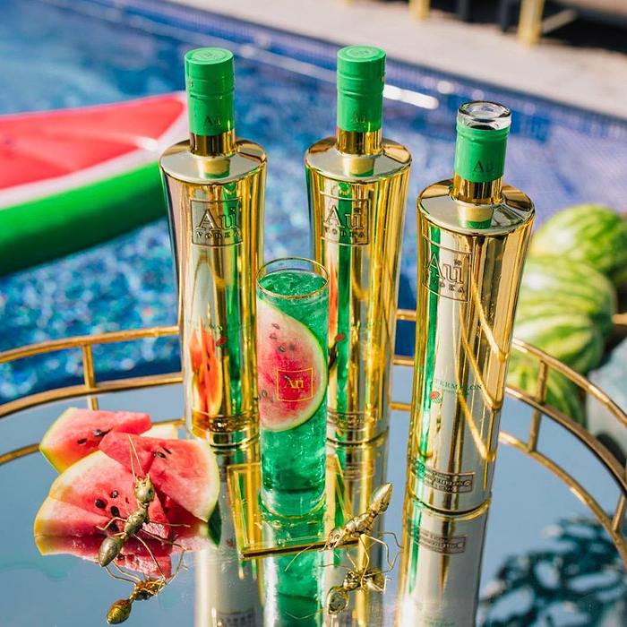 Au Vodka Green Watermelon 700ml & Highrise Glass