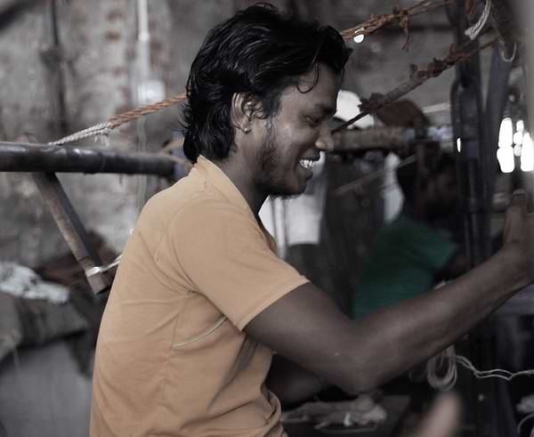 Indian artisan hand-weaving
