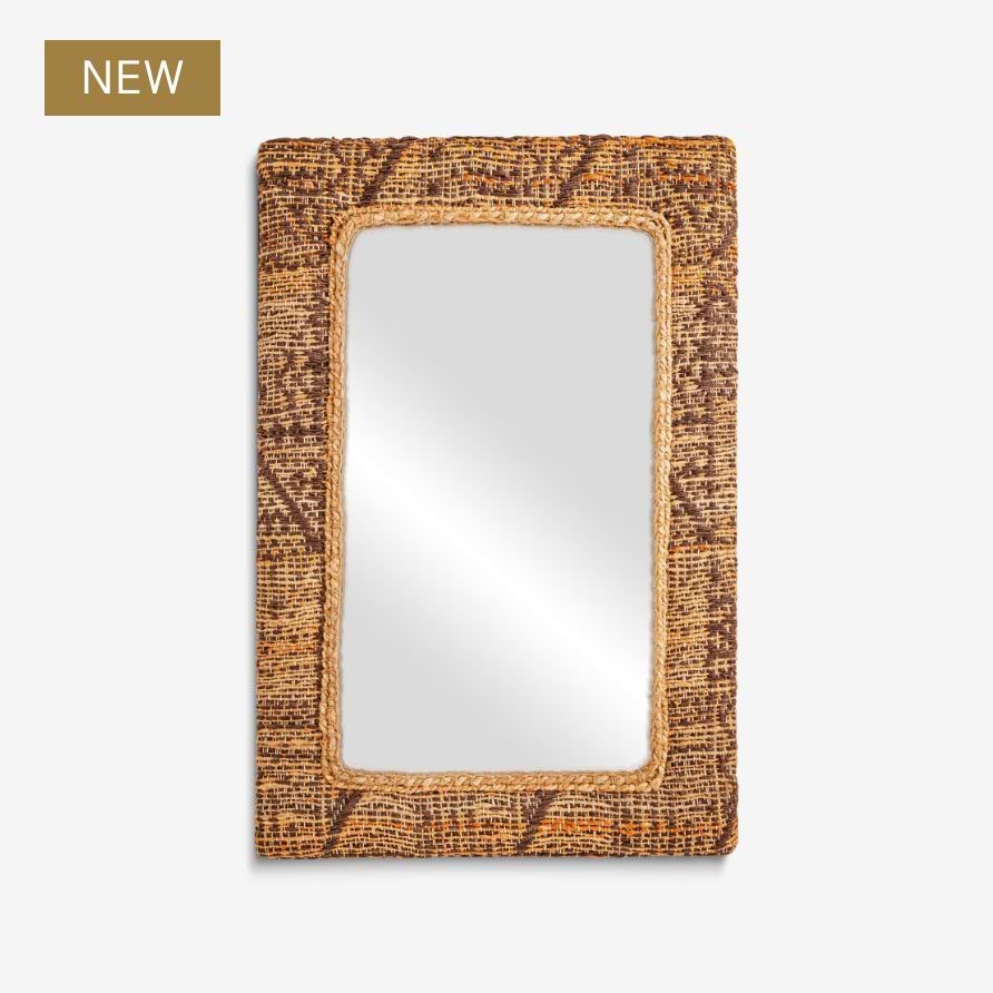 Arjun Upholstered Rectangular Wall Mirror - Natural
