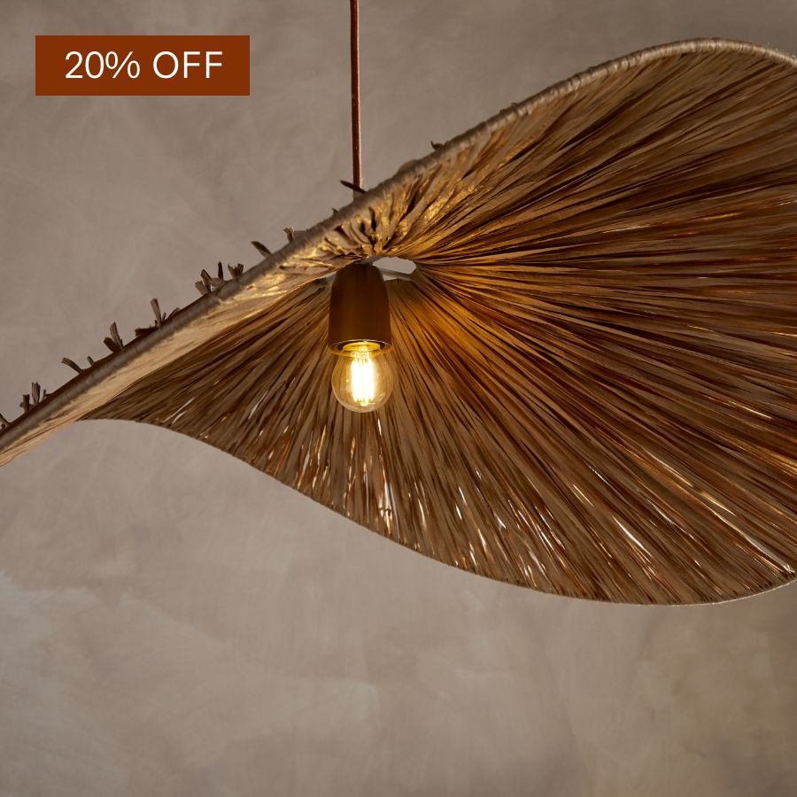 Essubi Raffia Organic Weave Pendant - Natural