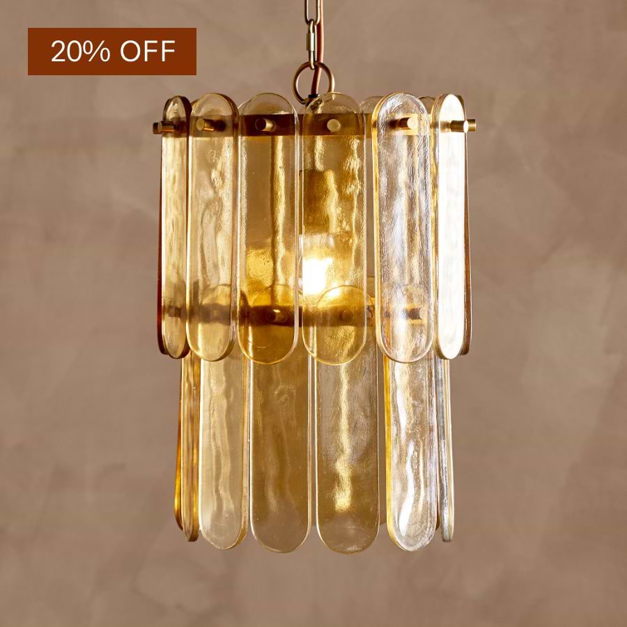 Itan Recycled Glass Tiered Pendant - Amber