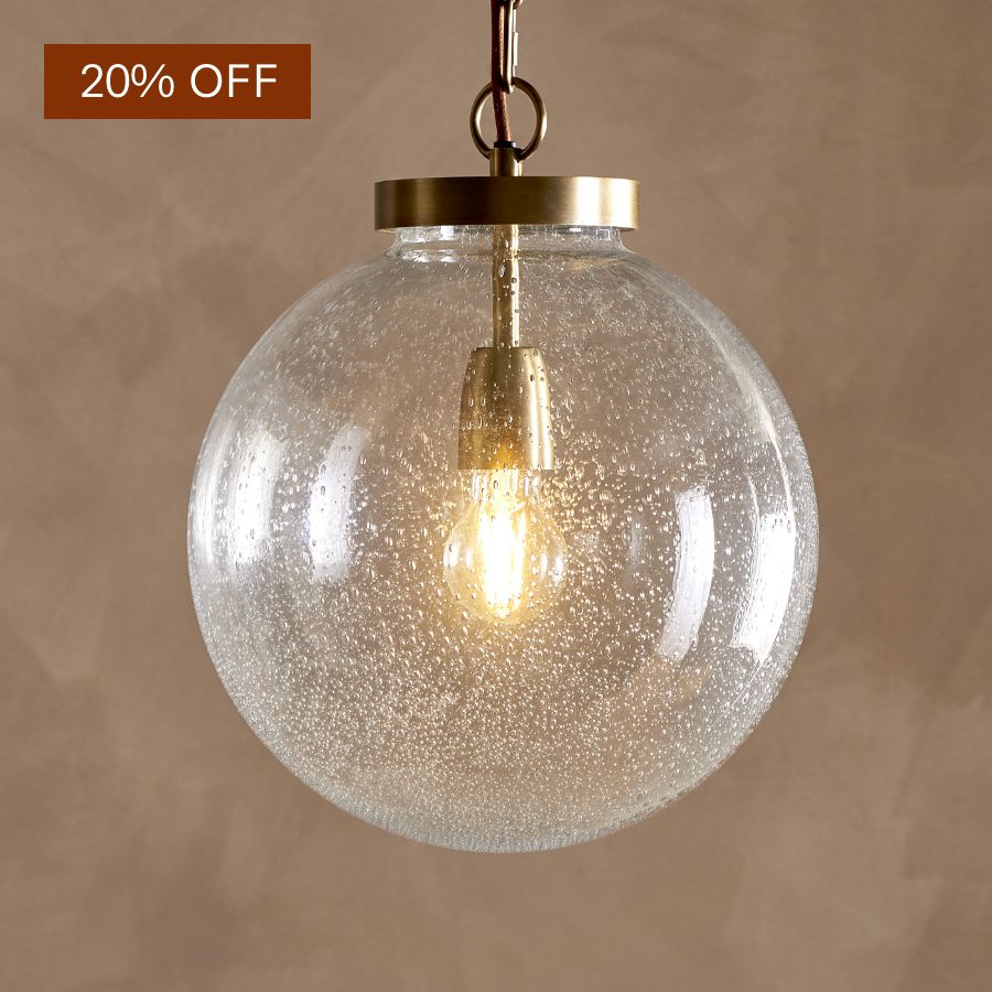 Jayeda Recycled Glass Ball Pendant - Clear