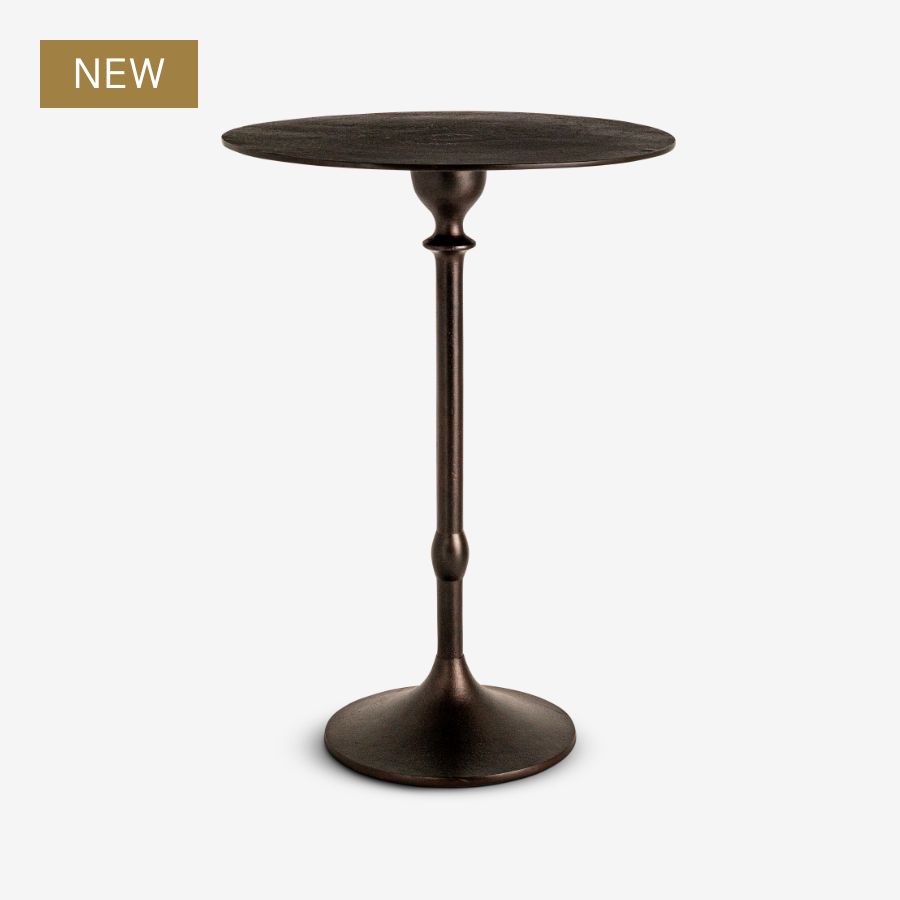 Lahar Cast Metal Tall Side Table - Aged Black