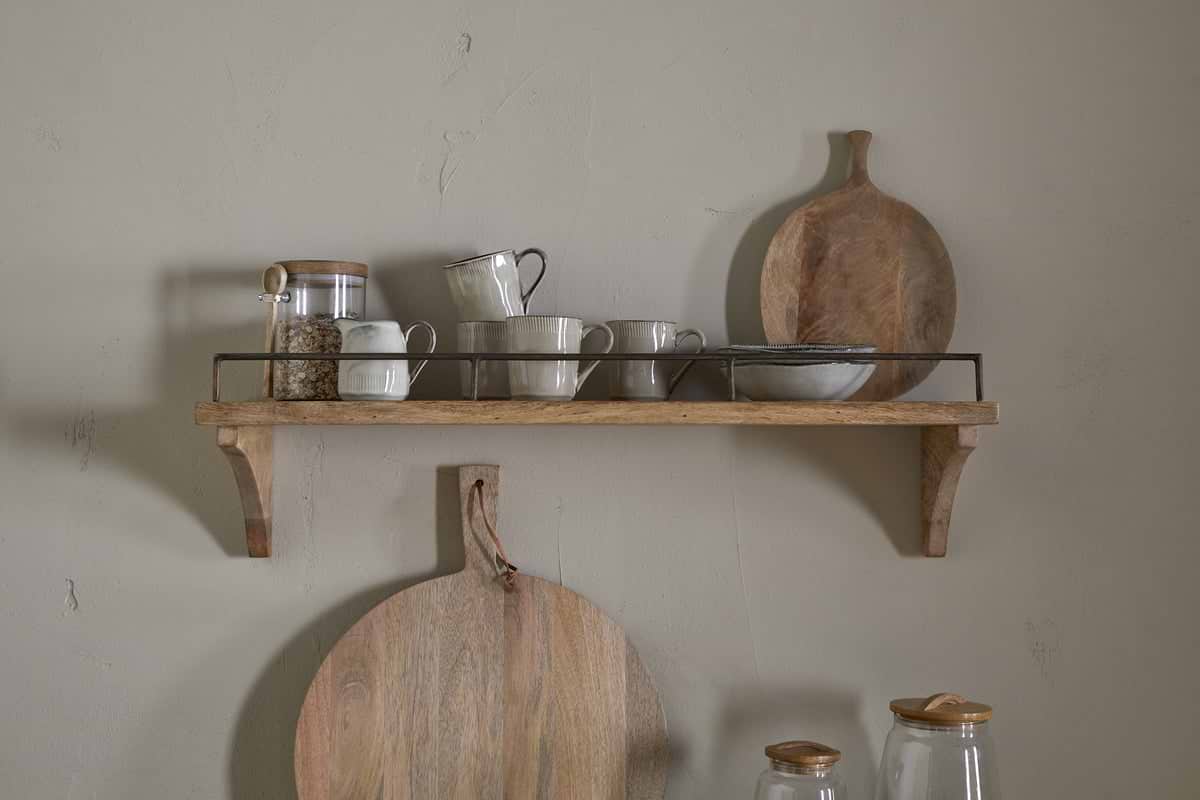 Meera Mango Wood & Iron Gallery Shelf - Natural-nkuku – Nkuku
