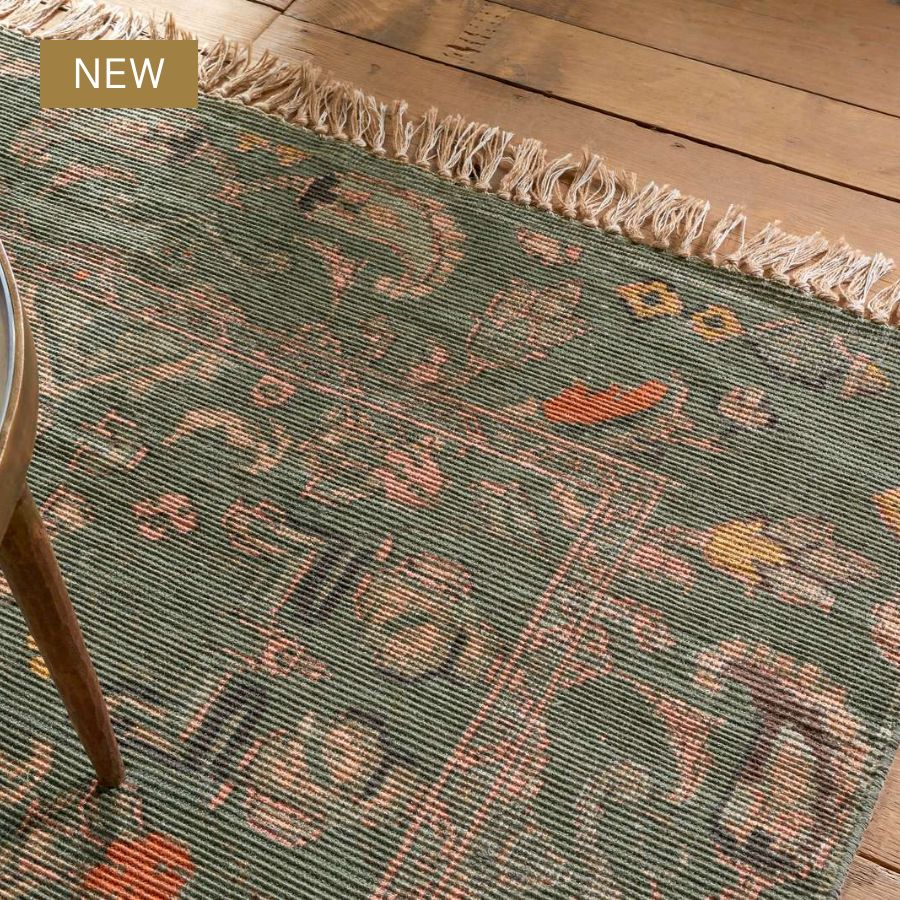 Okuta Jute Heirloom Rug - Olive Green
