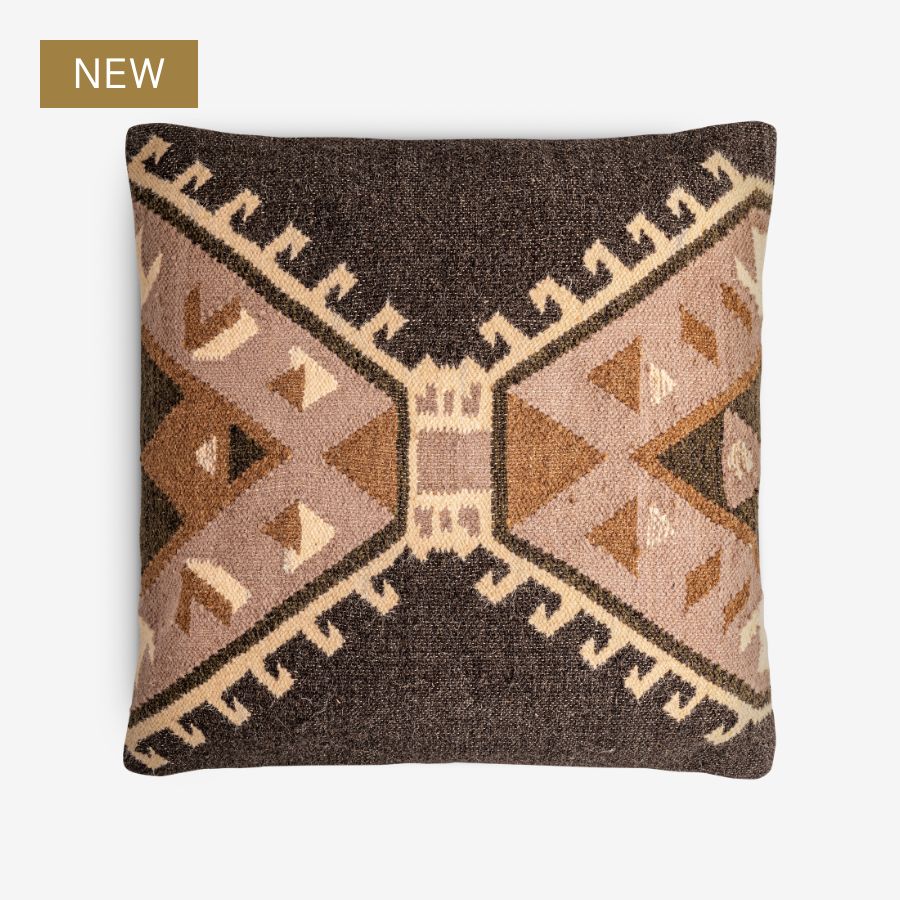 Shukhi Wool & Cotton Cushion Cover - Black & Brown