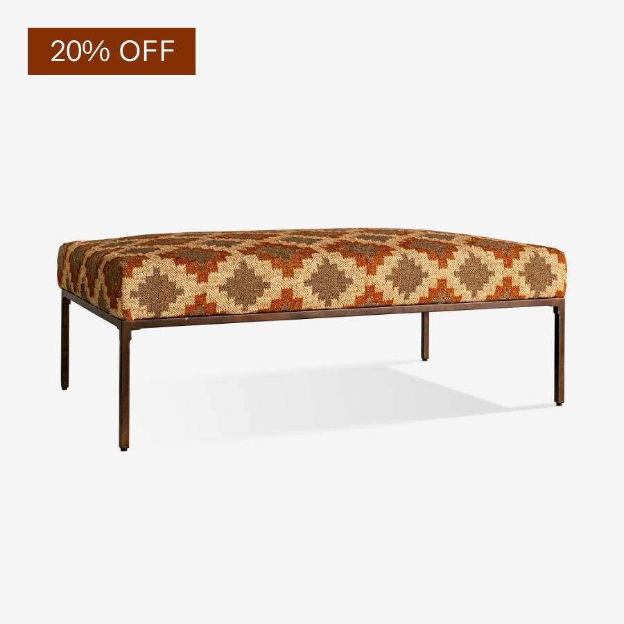 Valin Upholstered Ottoman - Rust