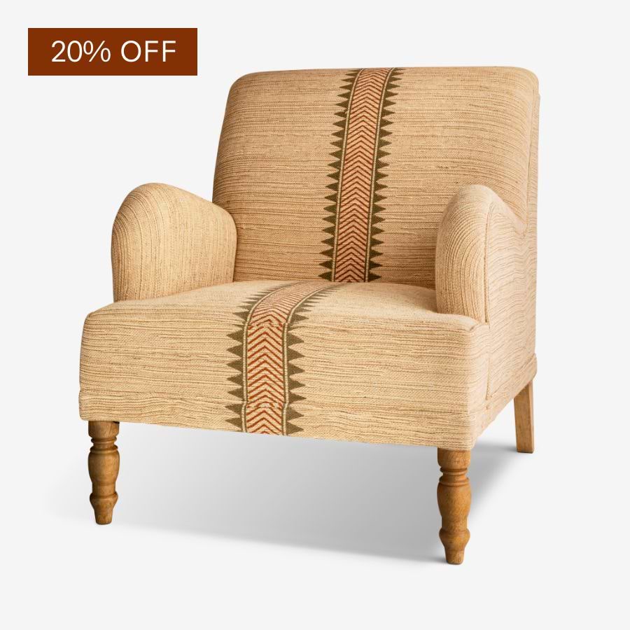 Zairya Jute & Cotton Armchair - Natural & Rust