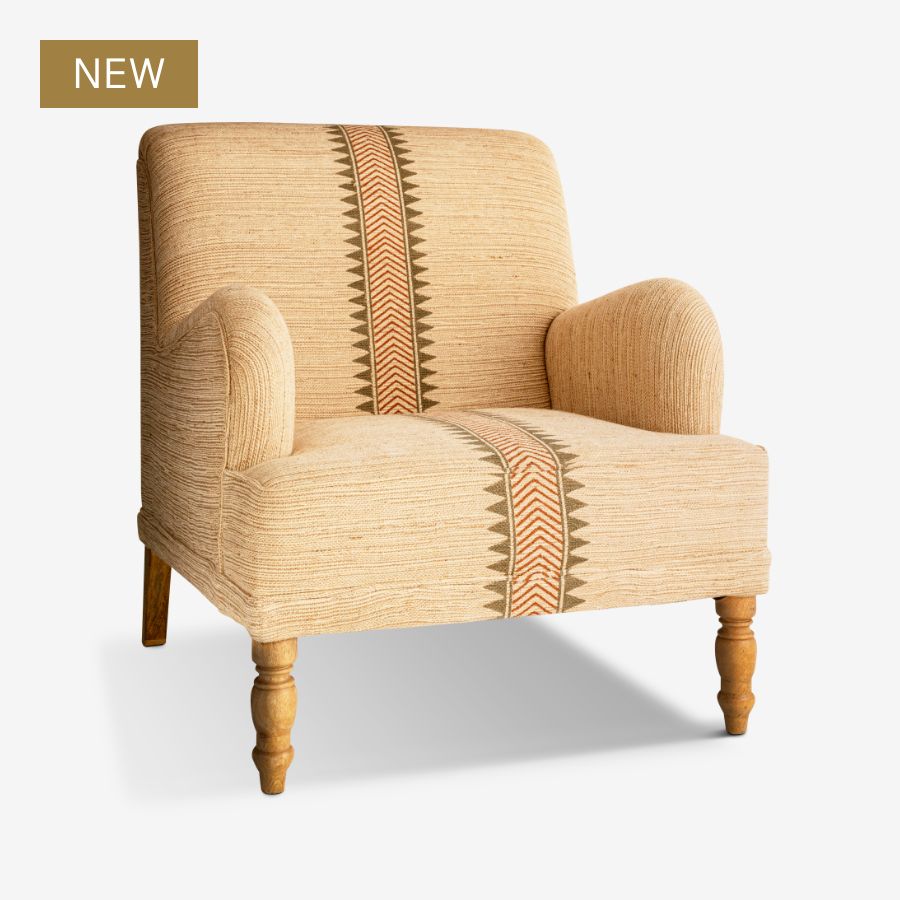 Zairya Jute & Cotton Armchair - Natural & Rust